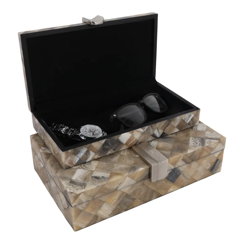 ROSESTONE SET OF 2 BROWN BOXES 3 (IN)