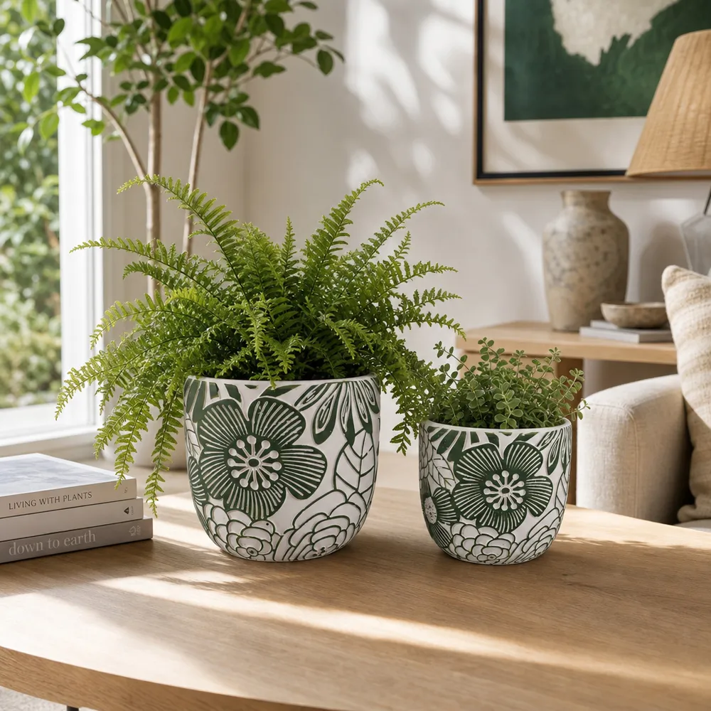 KAYEFORD SET OF 2 WHITE PLANTER 8 (IN)