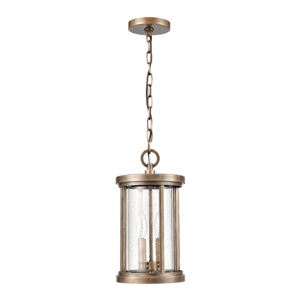 Brison 8'' Wide 2-Light Outdoor Pendant - Vintage Brass