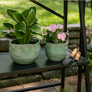 DRAPERSTONE SET OF 2 GREEN PLANTER 9 (IN) 12