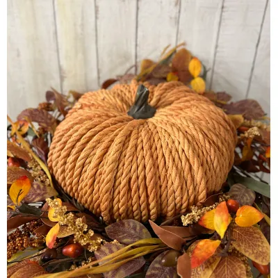 Orange Rope Pumpkin 14in