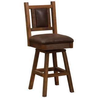 Barnwood Swivel Barstool - Upholstered Seat and Back - Premium Fabric