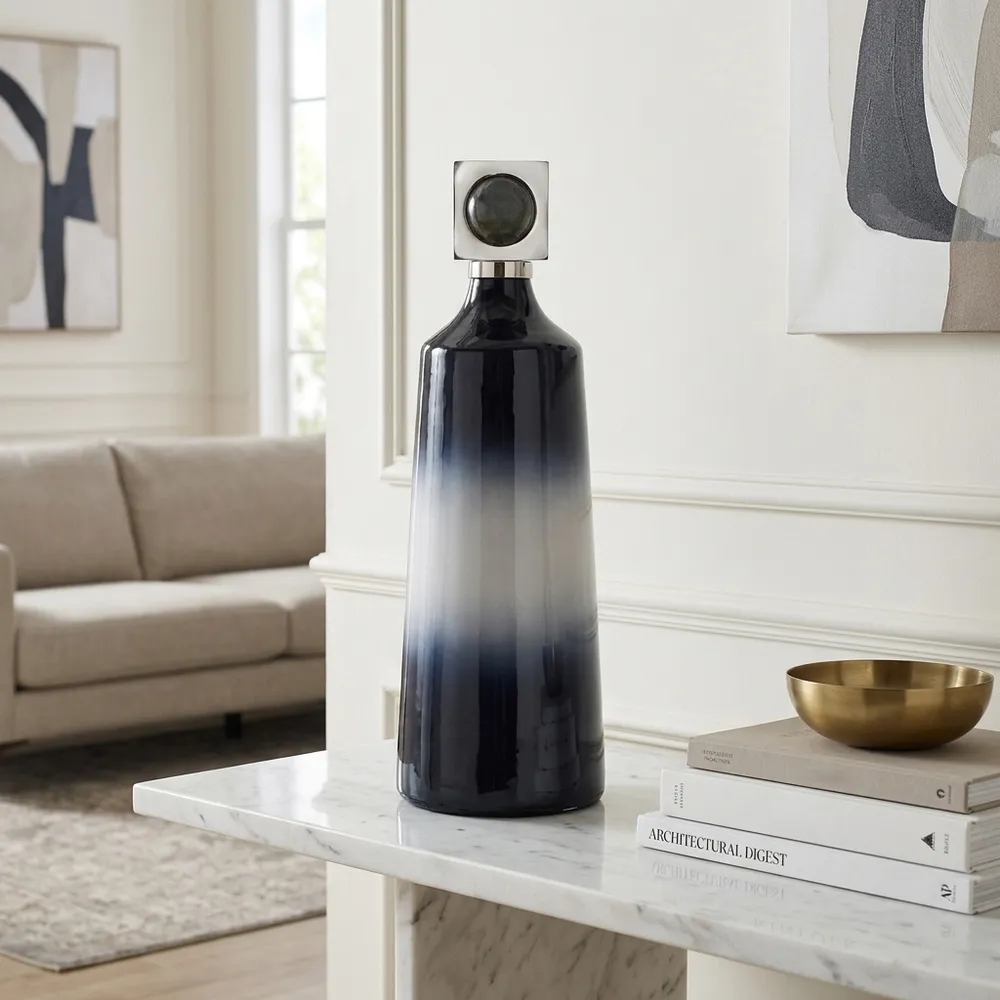 HADLEYHAM BLUE GLASS VASE 23 (IN)