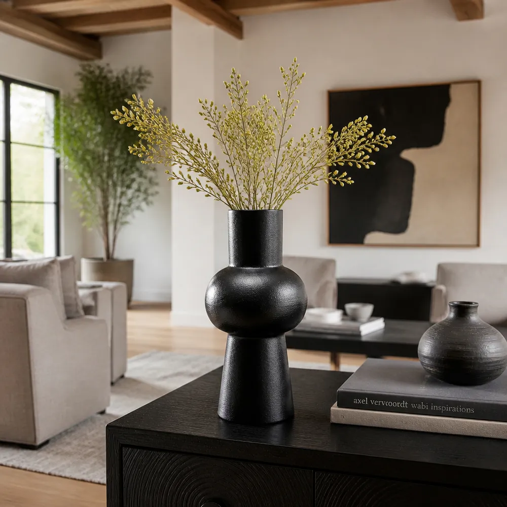 HATTONDALE BLACK VASE 12 (IN)
