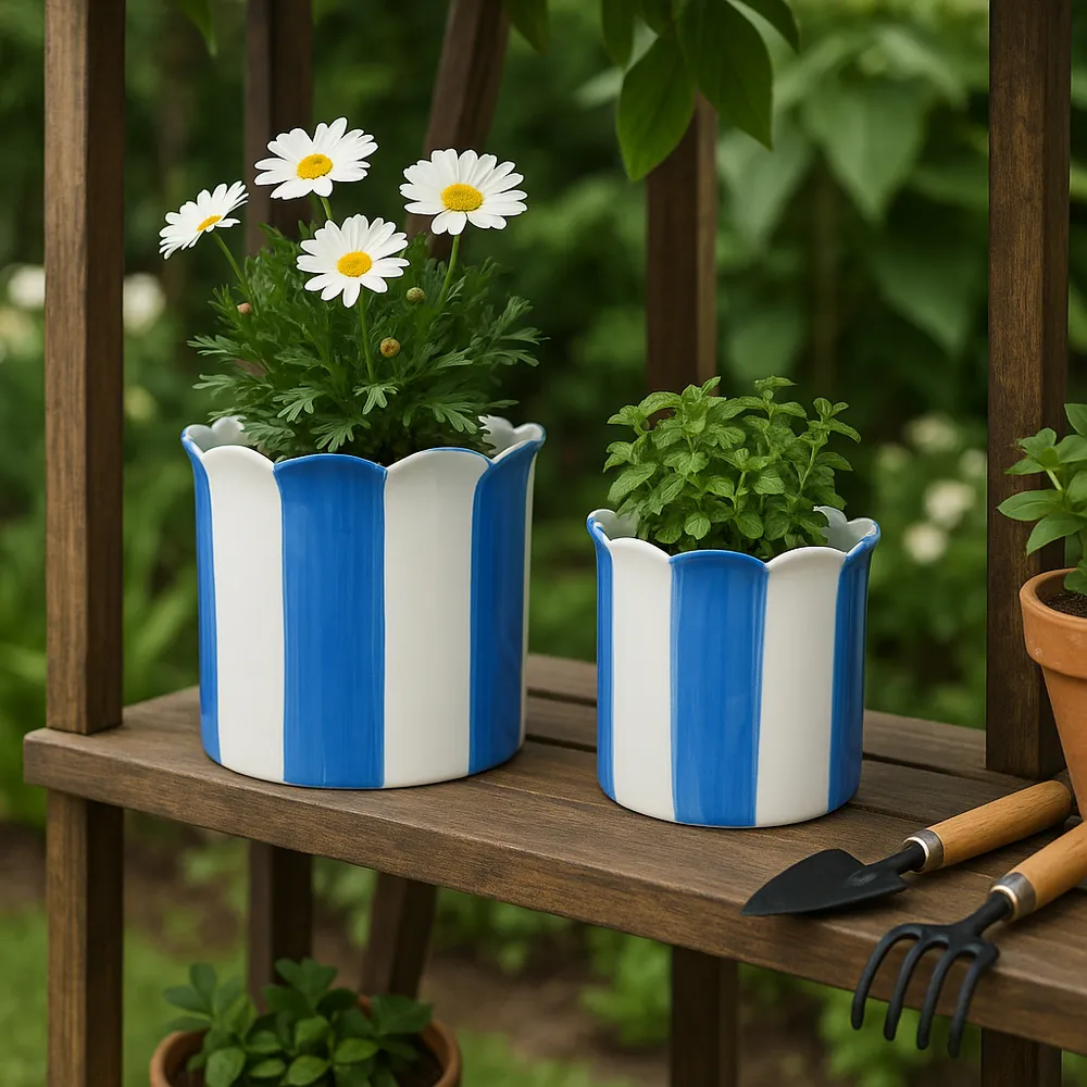 RAFESHAW SET OF 2 BLUE PLANTER 7 (IN)