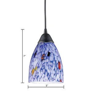 Classico 5'' Wide 1-Light Mini Pendant - Dark Rust with Starburst Blue Glass 2