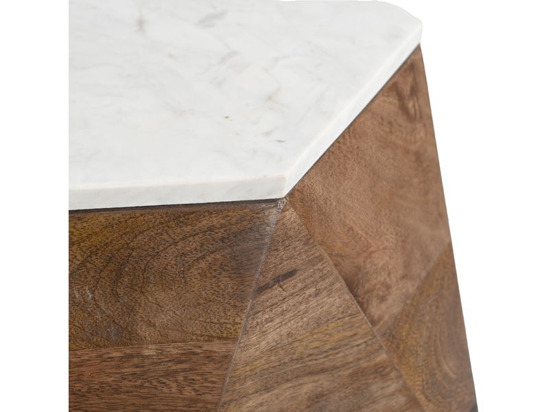 Bisel Side Table White & Walnut 4