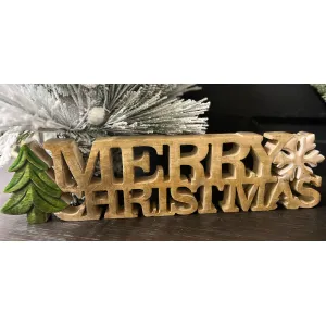 Clear Enamel Merry Christmas Wooden Sign 20x5in 1