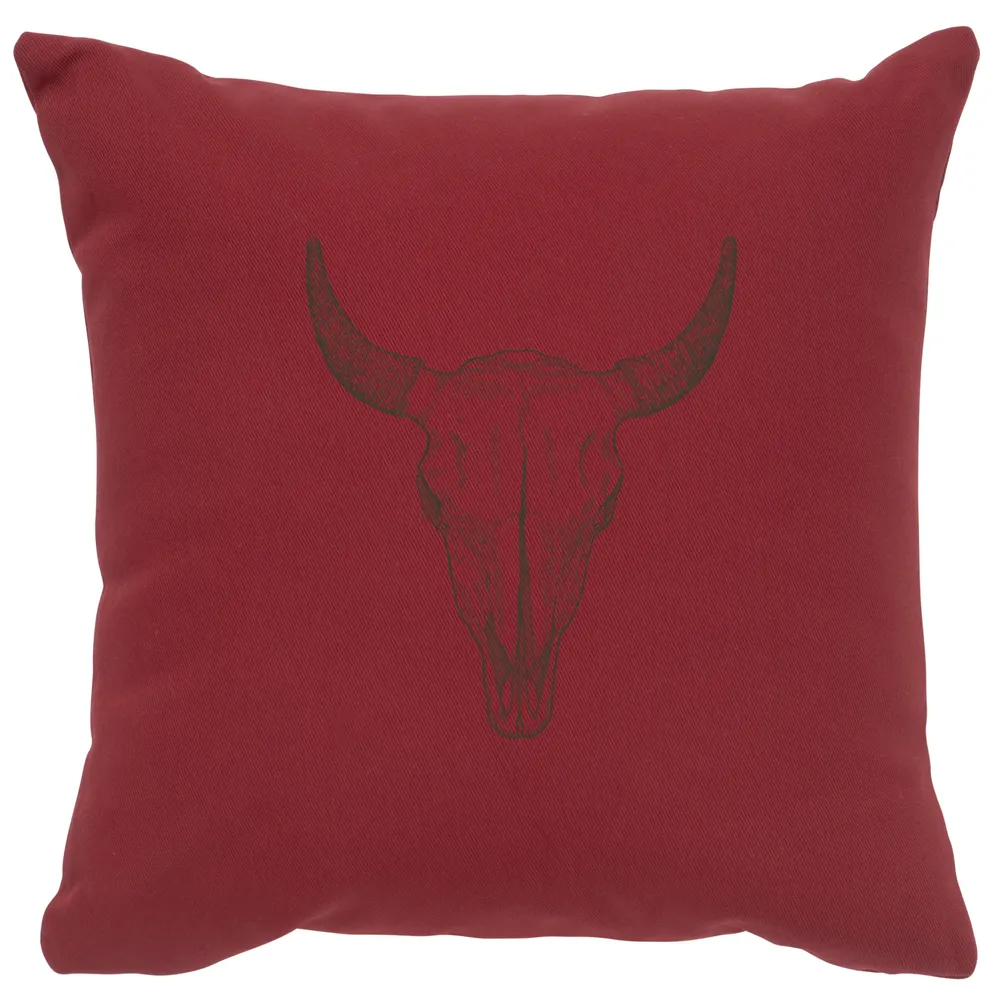 Image Pillow - Bull Skull - Cotton Brick
