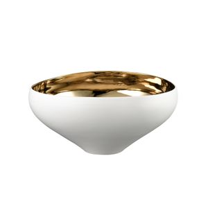 Greer Bowl - Tall White and Gold Glazed 1