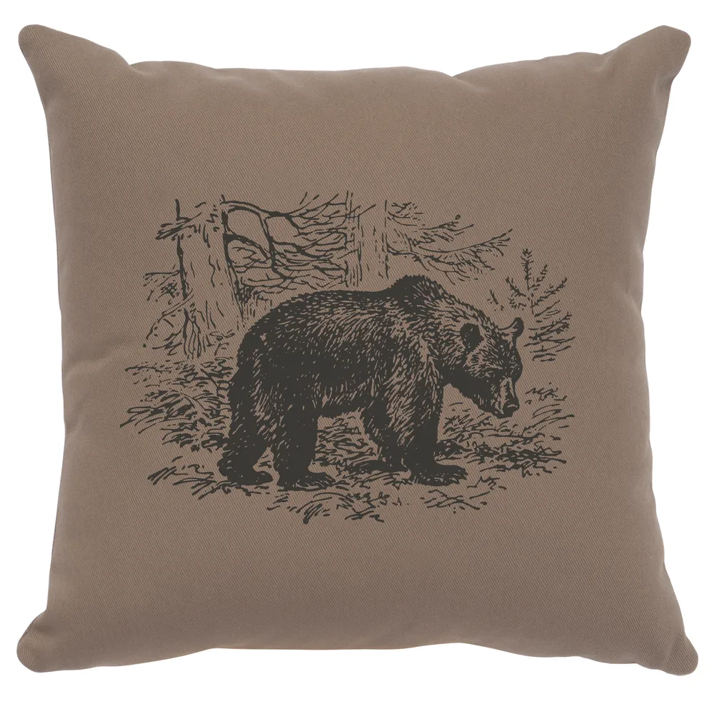Image Pillow - Bear Scene - Cotton Taupe