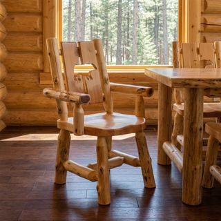 Cedar Cut-out Log Arm Chair - Coffee - Bear