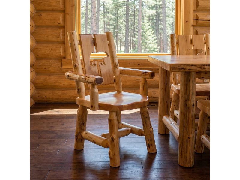 Cedar Cut-out Log Arm Chair - Coffee - Bear 1