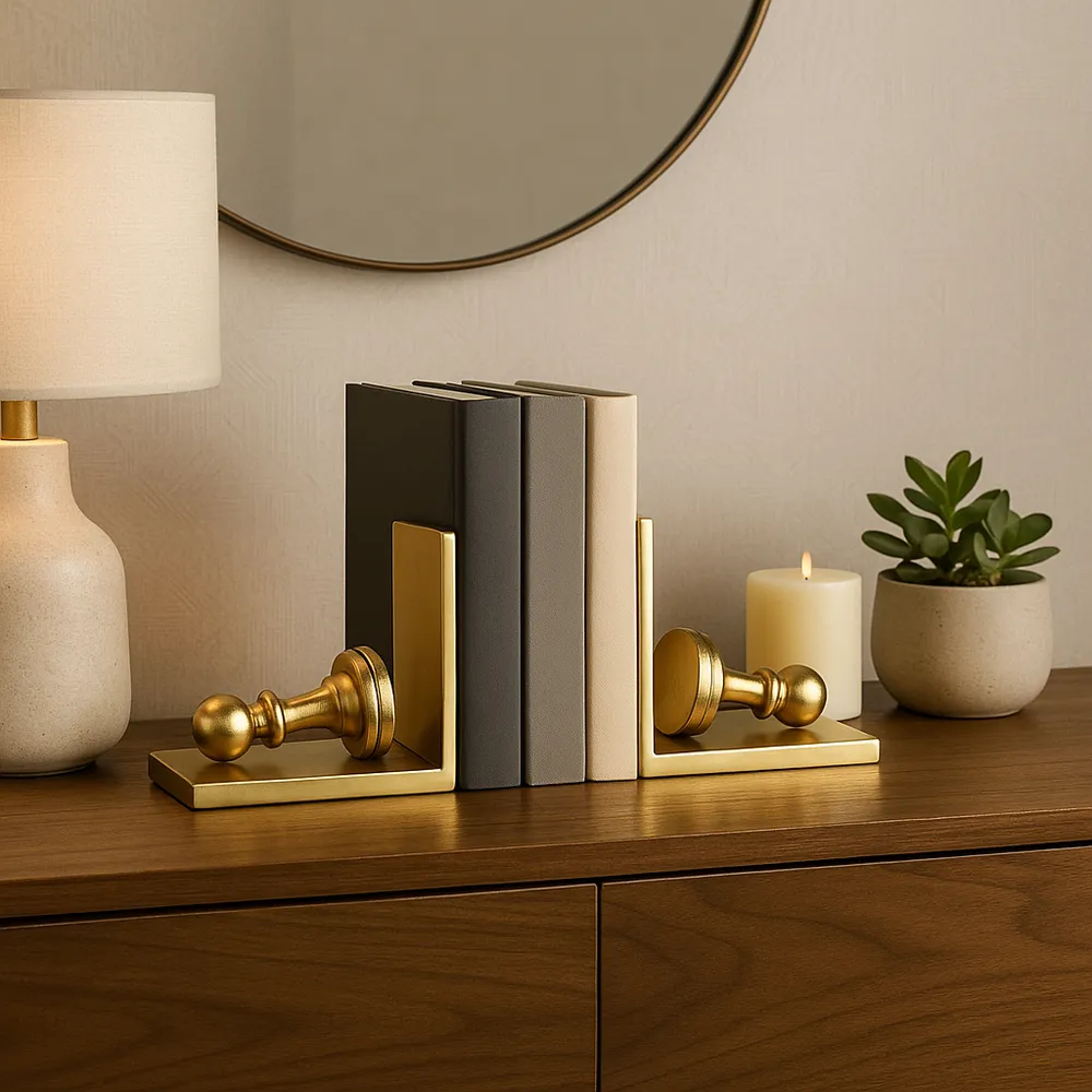 BECKETTPARK SET OF 2 GOLD BOOKENDS 6 (IN)