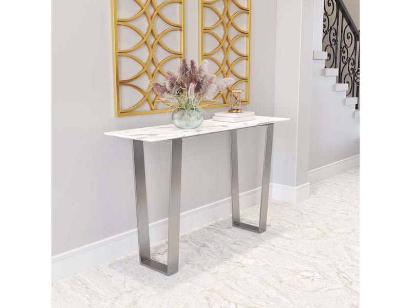 Atlas Console Table White & Silver 2