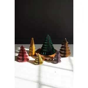 Set of 6 Jewel Tone Paper Accordian Christmas Trees 5