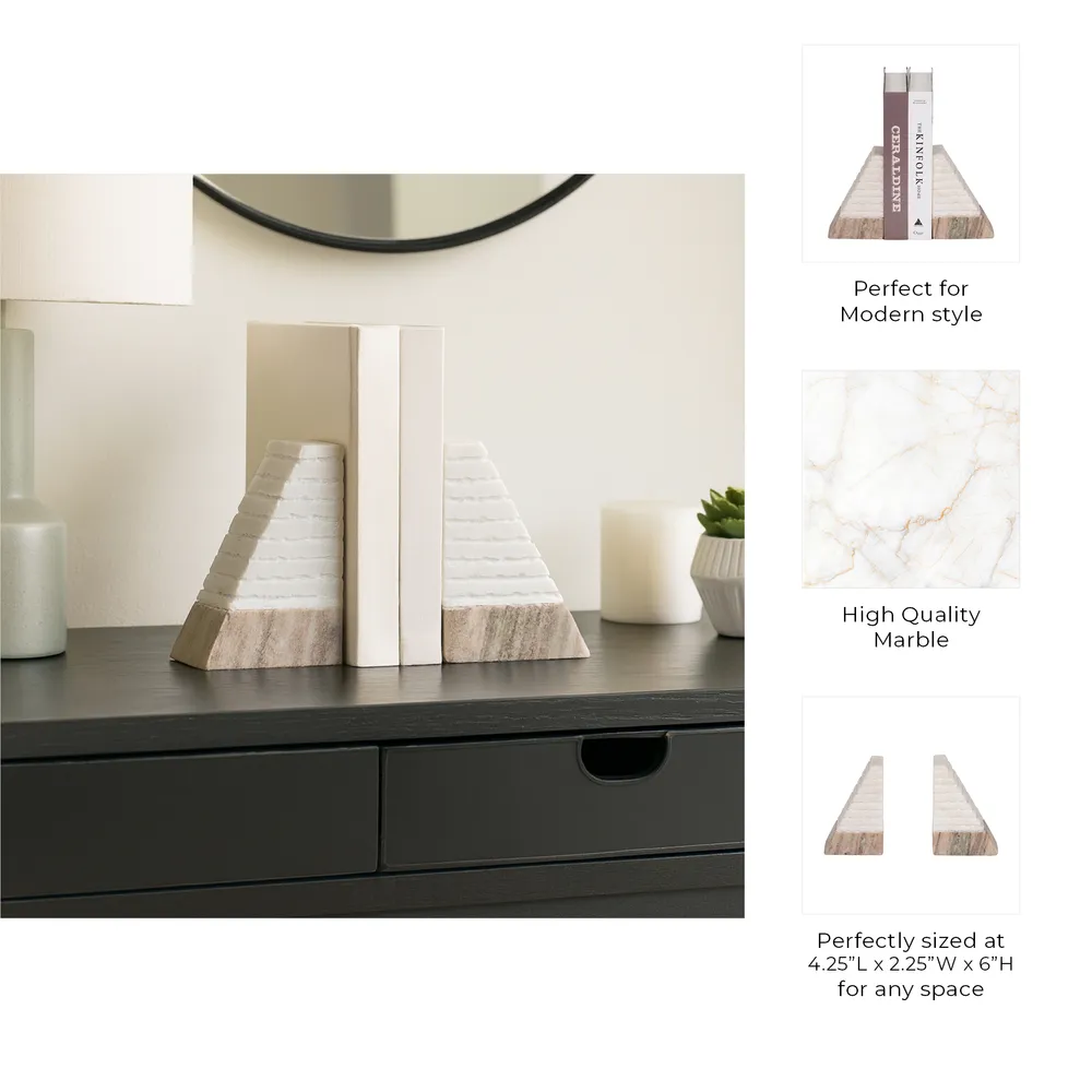 PARKWORTH SET OF 2 WHITE BOOKENDS 6 (IN)