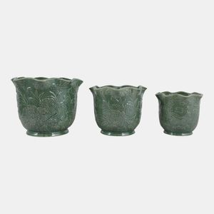 CLAYBROOK SET OF 3 GREEN PLANTER 9 (IN) 3