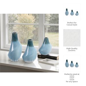 EDMONDFORD SET OF 3 GREEN VASES 9 (IN) 9