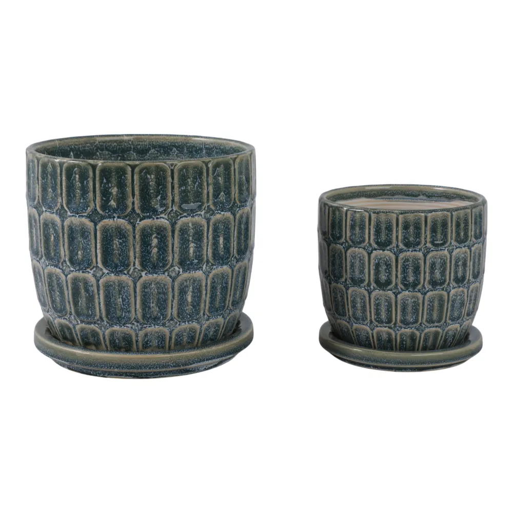 LEONAHAM SET OF 2 BLUE PLANTER 7 (IN)