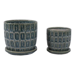 LEONAHAM SET OF 2 BLUE PLANTER 7 (IN) 1