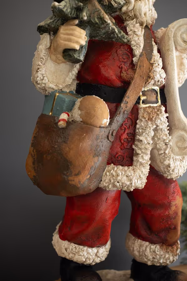 Traditional Faux Concrete Santa with List