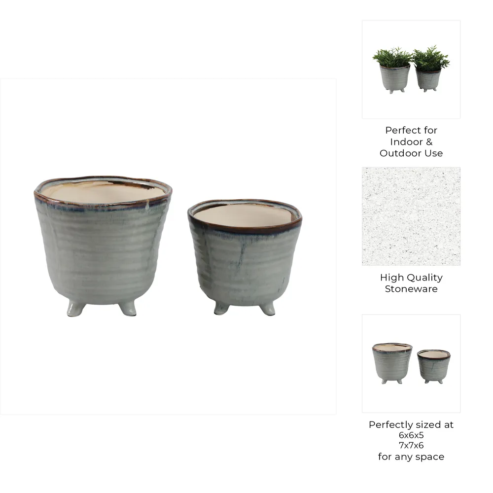 REXDALE SET OF 2 BLUE PLANTER 6 (IN)