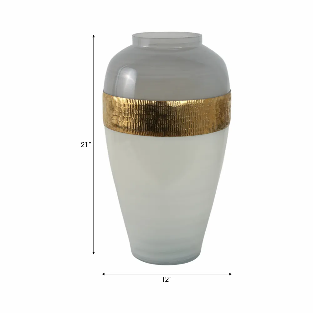 HARKENLAND WHITE GLASS VASE 21 (IN)