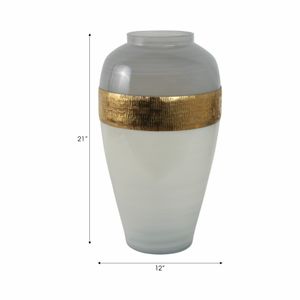 HARKENLAND WHITE GLASS VASE 21 (IN) 9