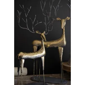 Set of 2 Antique Gold Metal Christmas Deer 2