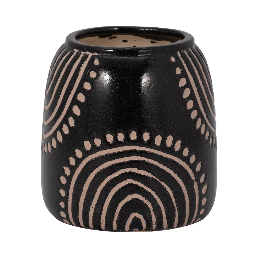 NORAMILL BLACK VASE 6 (IN)