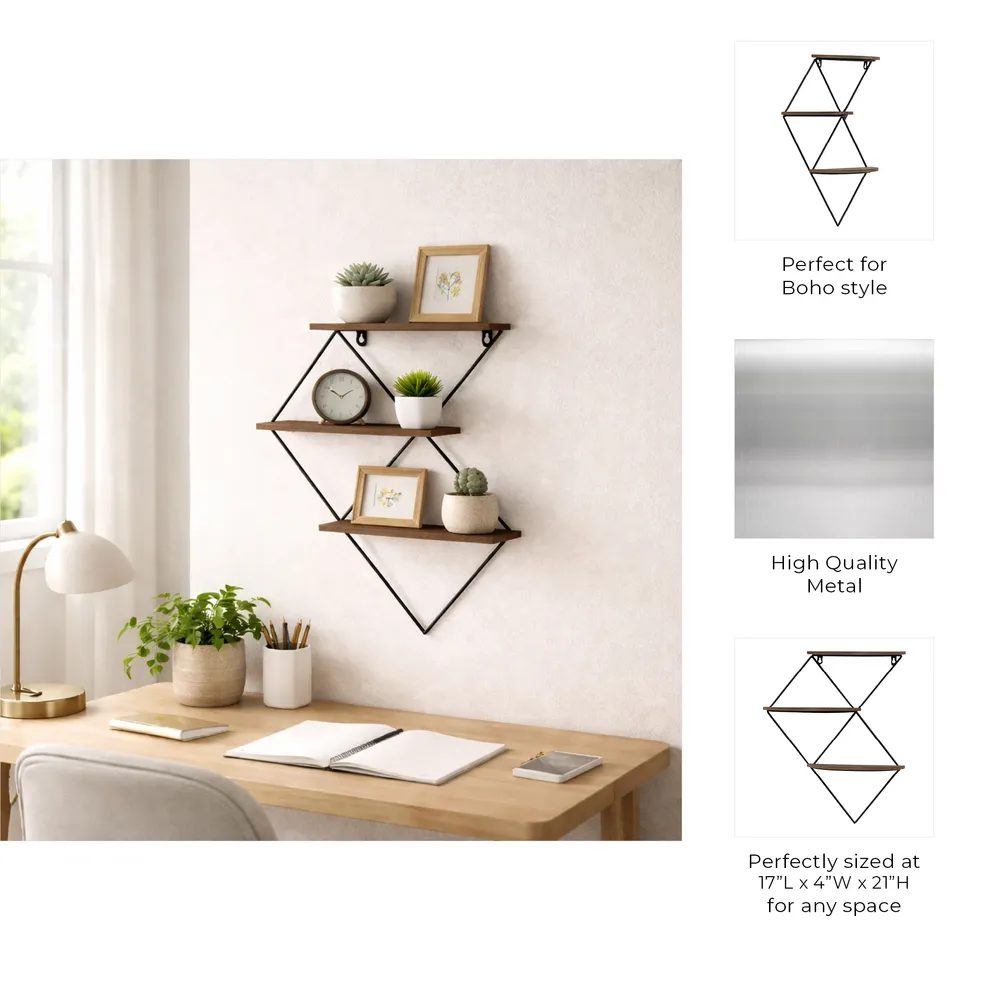 WALTBEACH BROWN WALL SHELF 21 (IN)