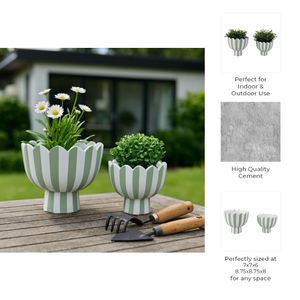 DENTONFIELD SET OF 2 WHITE PLANTER 8 (IN) 9