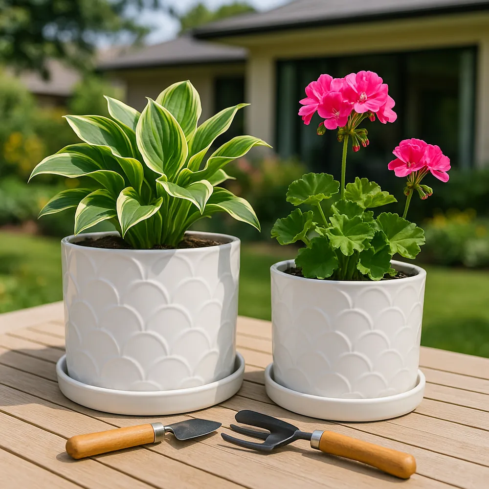 CABOT SET OF 2 WHITE PLANTER 11 (IN)