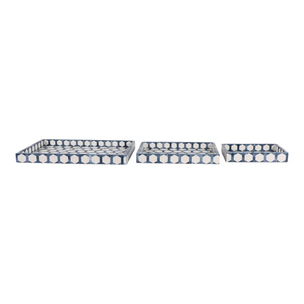 RHEAFORD SET OF 3 BLUE TRAY 2 (IN)