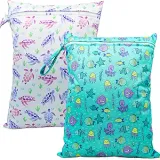 SWIMSUIT SACK WITH SEE-THRU POCKET - WATERCOLOR TURTLES 1