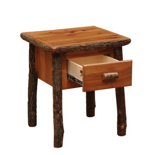 Hickory Log One Drawer End Table - Natural