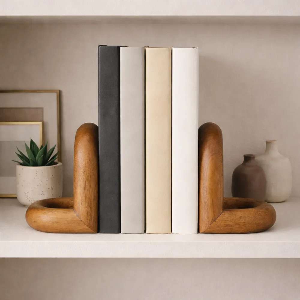 TRUEPORT SET OF 2 BROWN BOOKENDS 8 (IN)