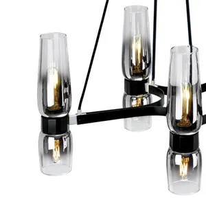 Flame 36'' Wide 12-Light Chandelier - Matte Black With Chrome 4