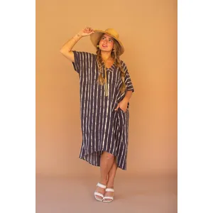 Striped Kaftan with Button Detail 4