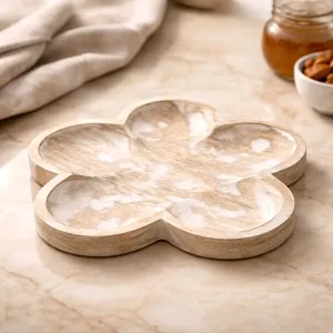 Whitewashed Wooden Flower Tray 10in 1