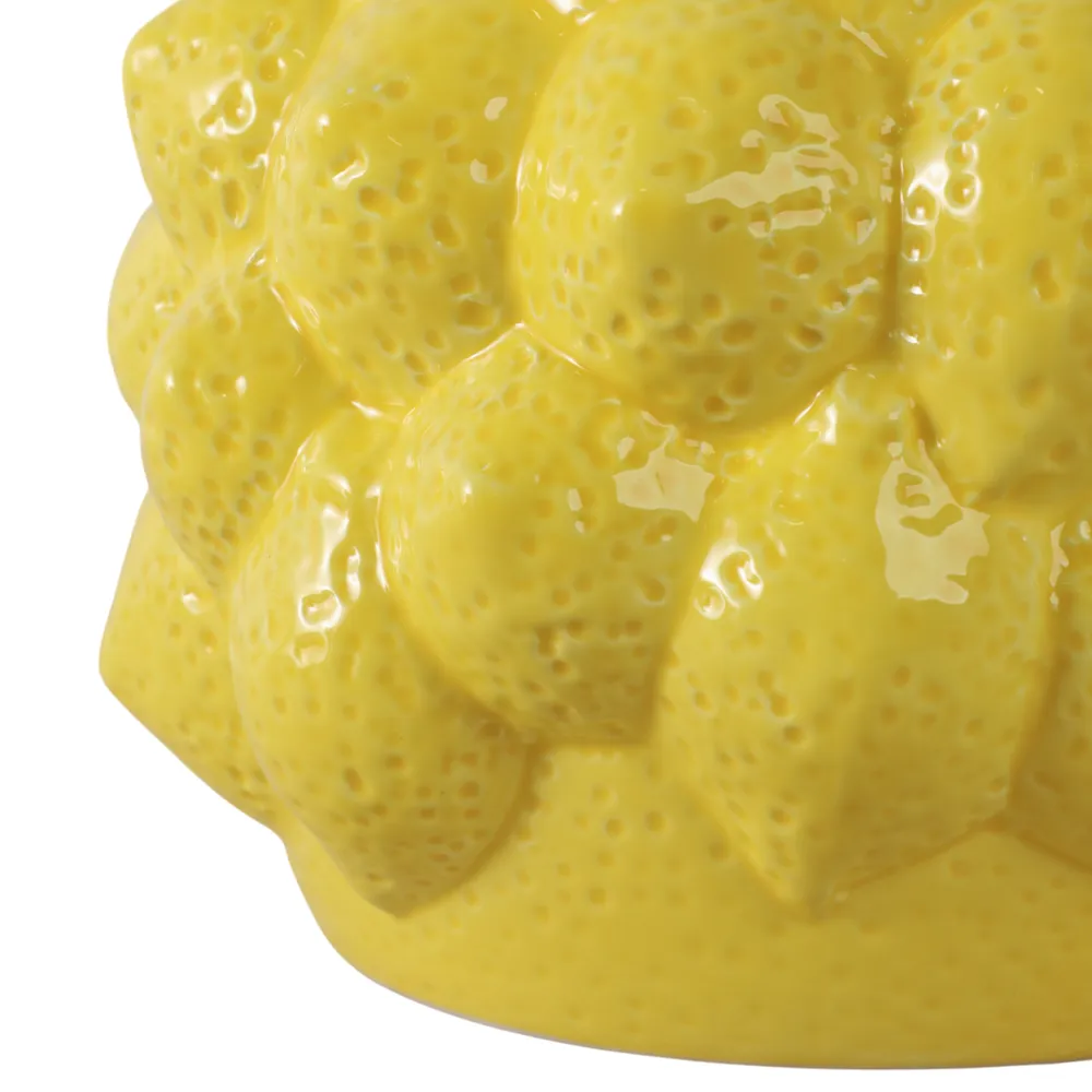8" LEMONS FLOWER POT, YELLOW