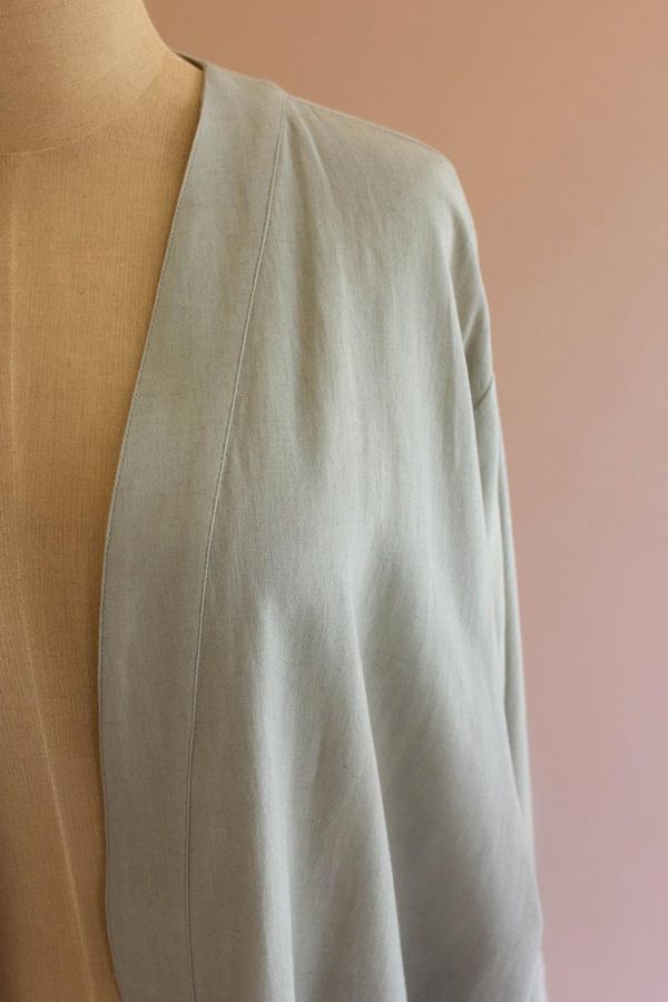 Short Kimono with Front Pockets - Fog