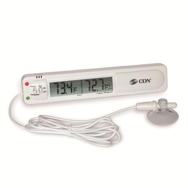 CDN Thermometer, Digital Audio/Visual Fridge/Freezer Alarm w/Alert White