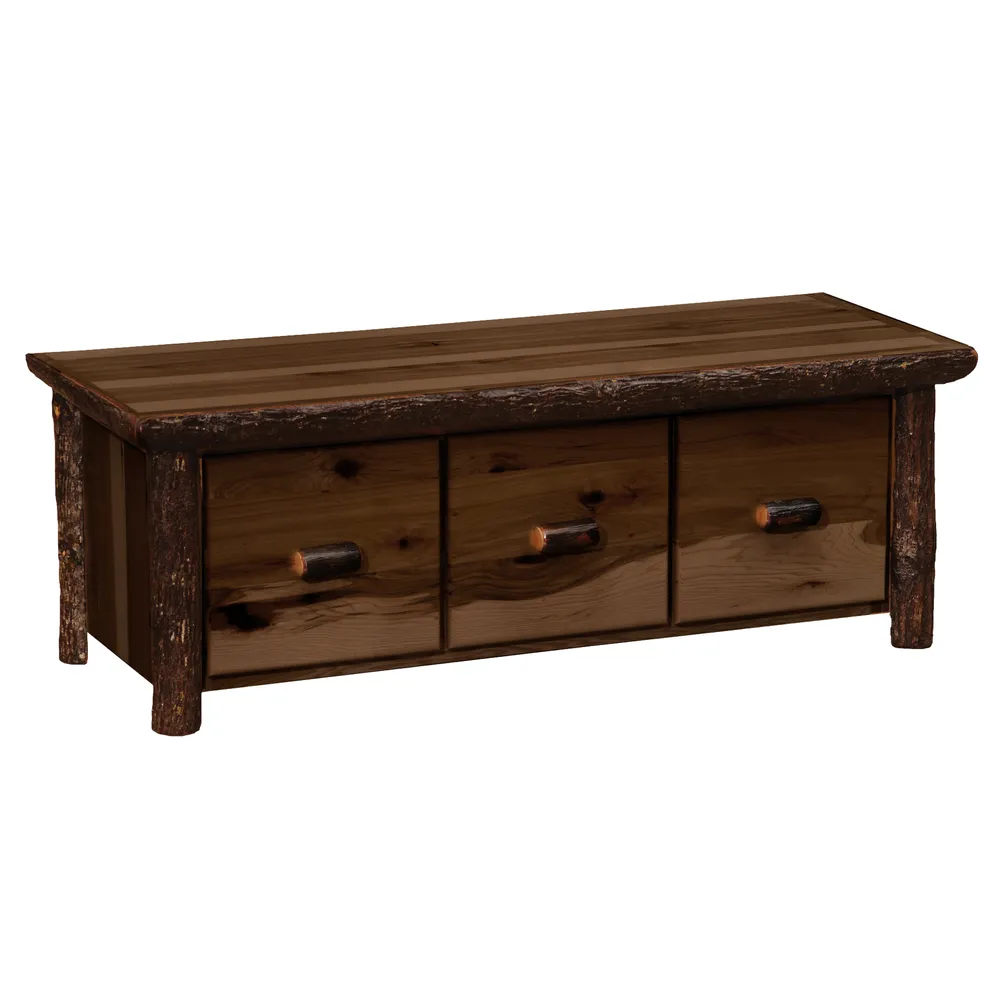 Hickory Entry Bench with Three Drawers - Espresso