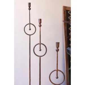 Set of 3 Tall Taper Candle Holders with Circle Detail 6