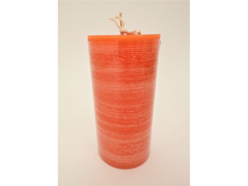 6" Brushed Pillar Candle, Orange 1