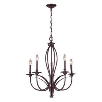 Medford 26″ Wide 5-Light Chandelier - Oiled Bronze