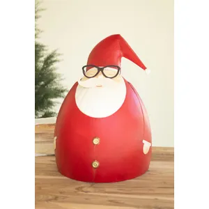 Large Painted Metal Santa with Glasses 4