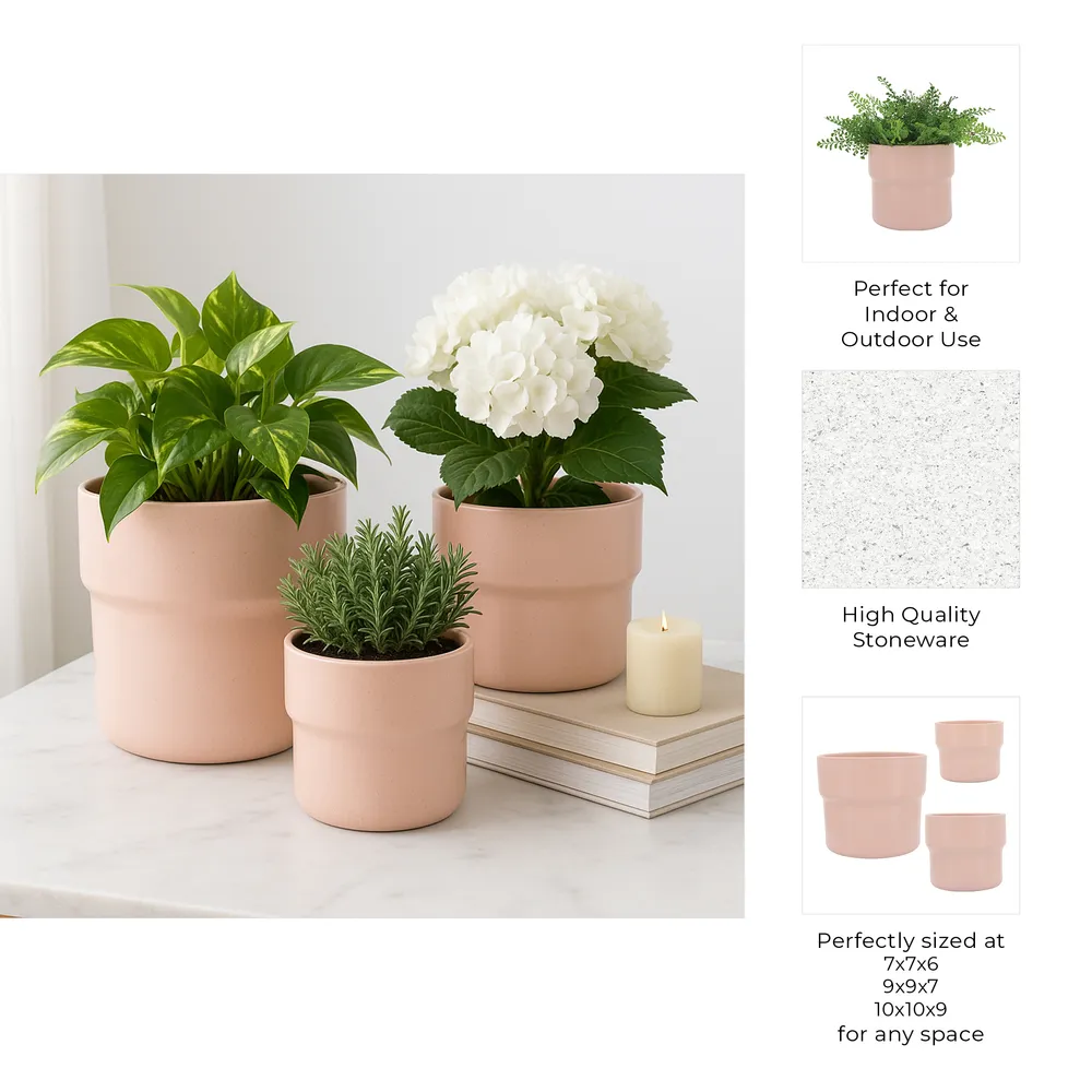 CORWINPORT SET OF 3 PINK PLANTER 9 (IN)